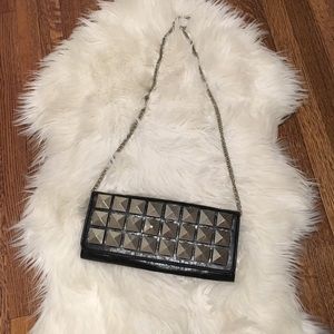 Faux leather studded clutch. optional chain. NWOT